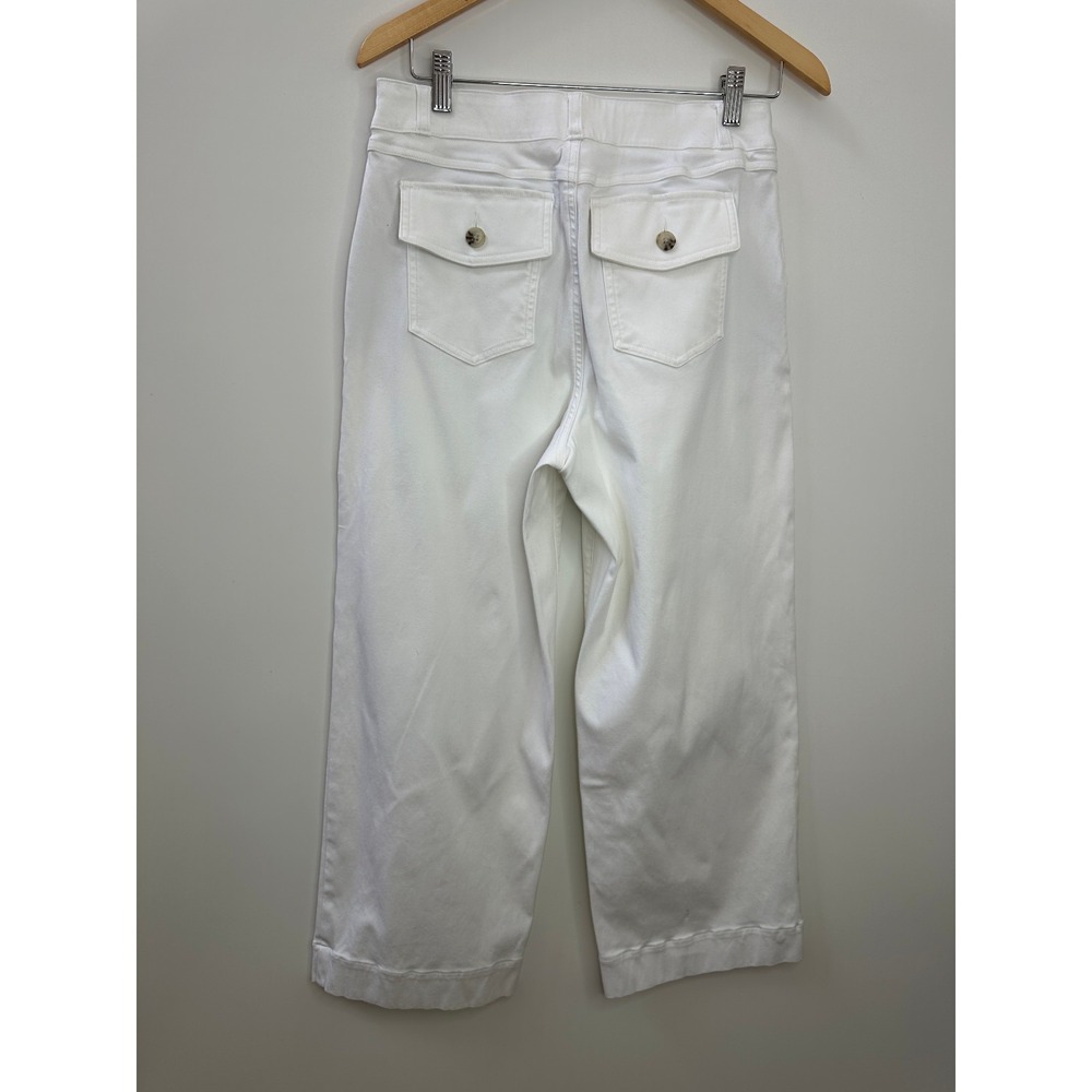 Spanx White High Rise Stretch Twill Cropped Wide Leg Button Pull On Pant Large - Picture 5 of 13